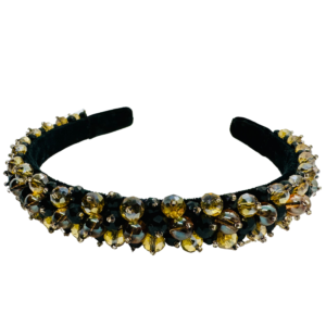 Black and Golden Crown Crystal Beaded Hairband Hair Accessories