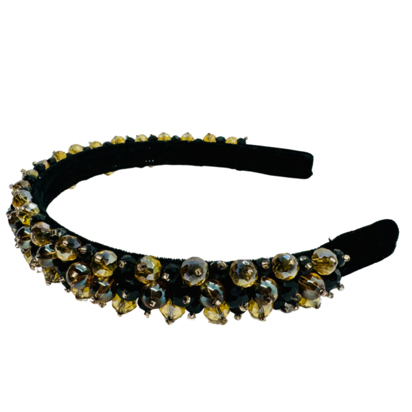 Black and Golden Crown Crystal Beaded Hairband Hair Accessories