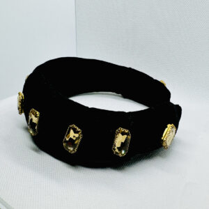 Black Golden Crystal Hairband Soft Plush Hair Accessories